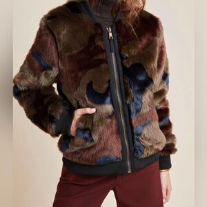 Marrakech Camo Faux Fur Bomber Jacket